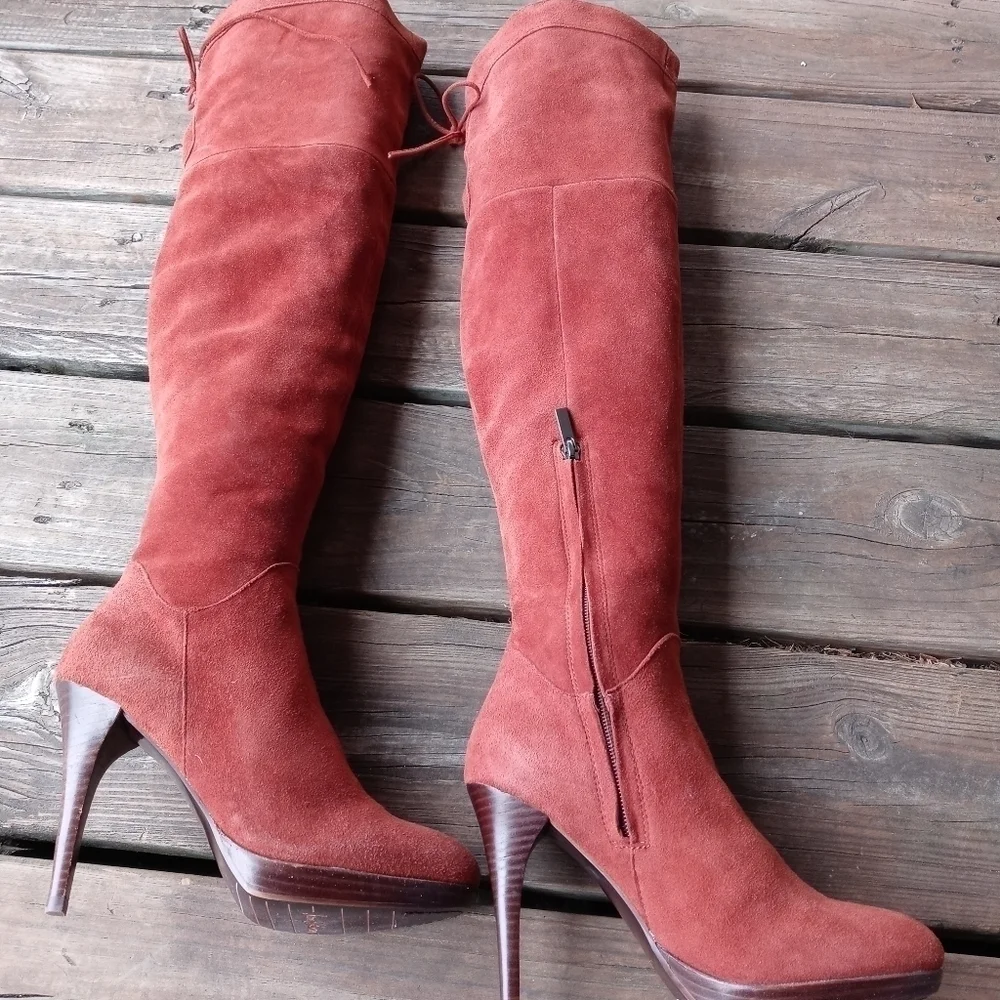Sam Edelman 'Vesey' Over the Knee Red Wine Boot Suede Size 6M. New without box.